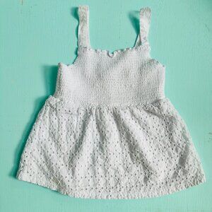 Epic Threads White Top Eyelet Smocked Spaghetti Straps Boho Little Girl Small